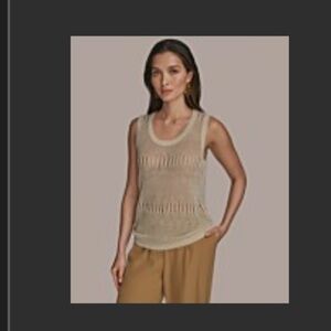 Donna Karan Beige Sequin Top